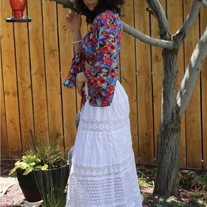 RESTOCKED!!!Cottage core Long White Skirt Eyelet Lace